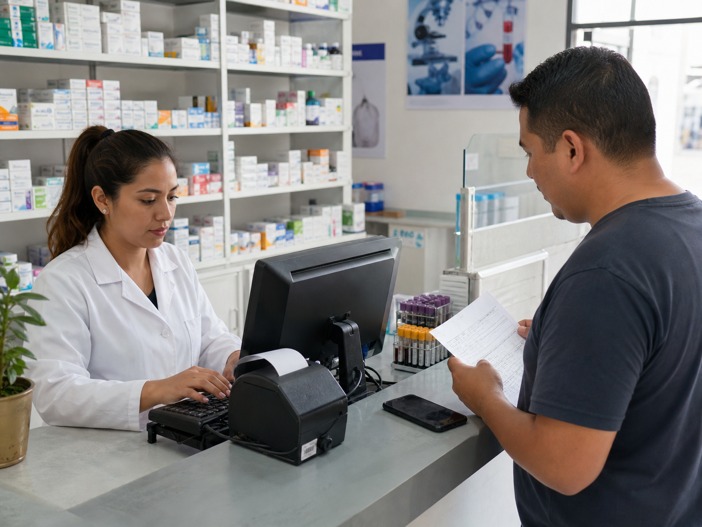 Farmacias y laboratorios usando punto de venta