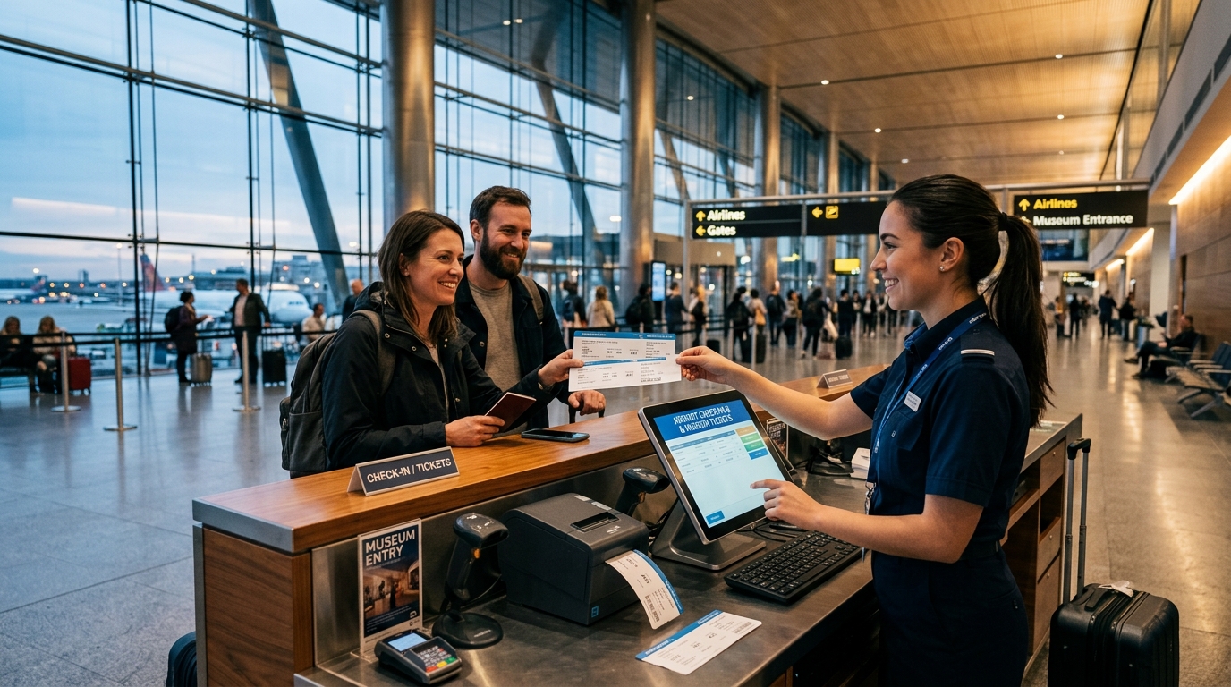 Aeropuertos y museos usando punto de venta y boletaje